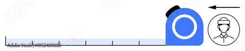 Measurement concept. Measuring tape with safety worker icon s accurate measurement in construction. Measurement tools are vital for safety and precision in construction tasks. For safety, tools