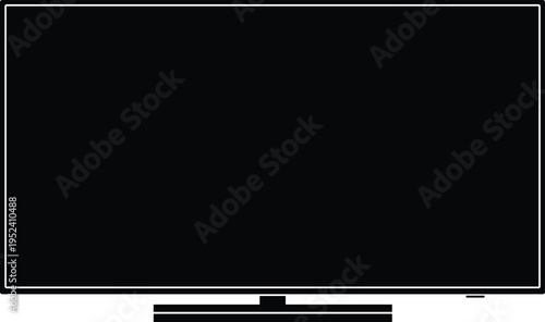 Modern flat screen smart television silhouette illustration isolated on white background for technology hardware mockup and digital media display flavector