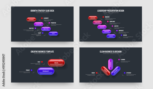 Financial Launch 4 5 2 3 Step Diagram Frame Layout Collection. Digital Insight Four Five Two Three Element Infographic Slide Template Vector Illustration Bundle.