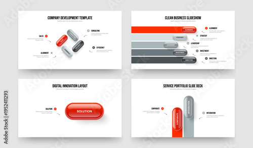 Investor Profile 4 5 1 2 Option Diagram Slide Design Set. Business Analysis Four Five One Two Step Infographic Presentation Layout Vector Illustration Collection.