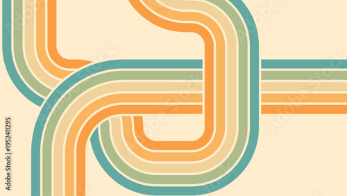 Abstract background of rainbow groovy Wavy Line design in 1970s Hippie Retro style. Vector pattern ready to use for cloth, textile, wrap and other.