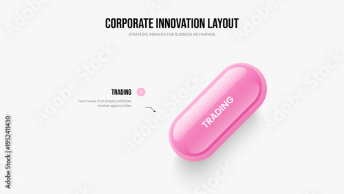 Professional Report Slide Template Vector Illustration. Business Development One Option Diagram Slideshow Layout. Consulting Profile 1 Step Infographic Frame Design.