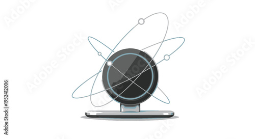 Abstract Atom Model with Orbitals on Display Stand