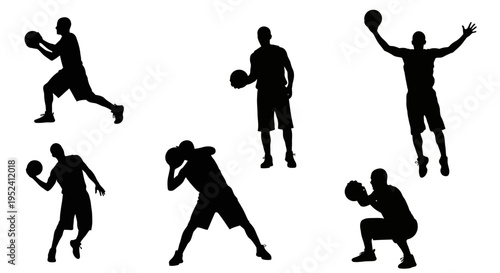 Basketball Player Silhouettes: Dynamic Actions Collection