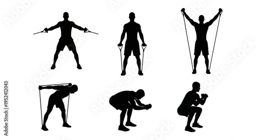 Fitness Silhouette: Man Exercising with Resistance Bands