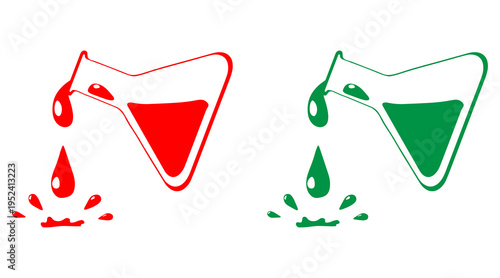 Chemical liquid pouring from test tube creating splash on surface.