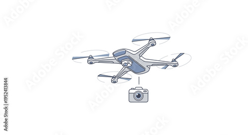 Aerial View with Remote Controlled Quadcopter and Camera