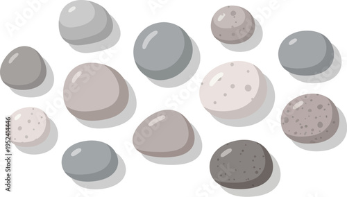 Collection of smooth pebbles and stones