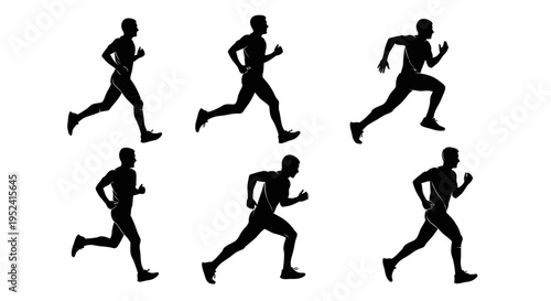 Runner Silhouette Sequence: Dynamic Motion Study of Athletic Stride