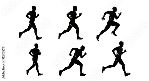 Runner Silhouettes Set: Dynamic Running Poses for Sports and Fitness Concepts