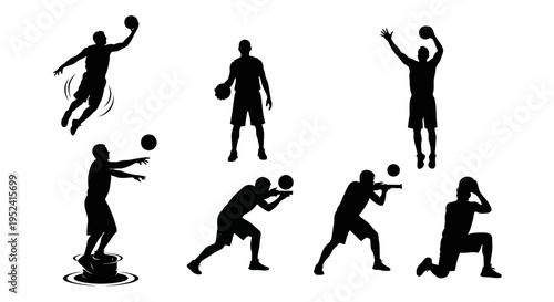 Basketball Player Silhouettes: Action Poses Collection