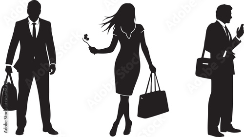 Business professionals in silhouette walking to work together daily