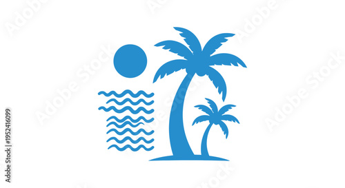 Tropical palm trees by the ocean on a sunny day