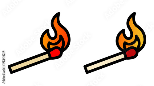 Burning Matchstick with Flame Icon