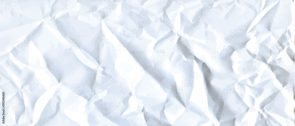 Obraz premium Crumpled paper vector background. Realistic wrinkled texture with folded creases and subtle shadows. Abstract minimal backdrop