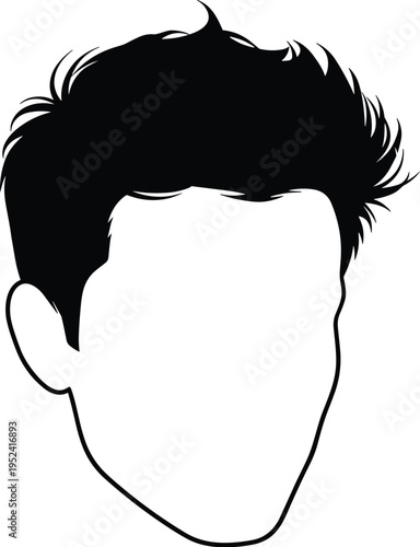 Black and white silhouette of head with spiky voluminous hairstyle, emphasizing fashion, design, creativity, style, and modern hair trends.