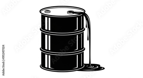 Leaking Oil Drum - Environmental Hazard and Resource Waste Illustration.
