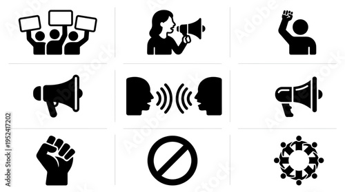 Vector Icons for Protest, Advocacy, Free Speech, and Social Change Movements