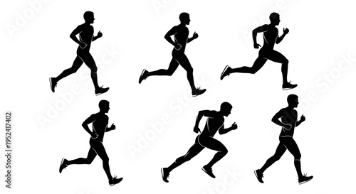 Runner Silhouette Sequence: Six Stages of Athletic Stride Motion