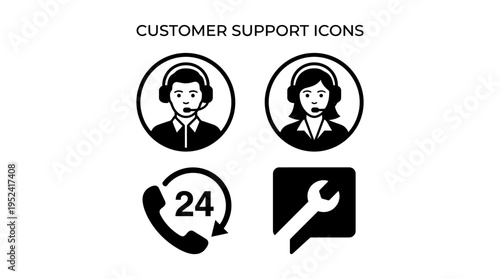 Modern Vector Icons for Comprehensive Customer Support and Helpdesk Services and Technical Assistance