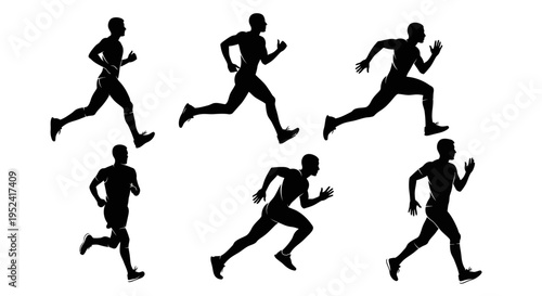 Runner Silhouettes Collection: Dynamic Running Poses