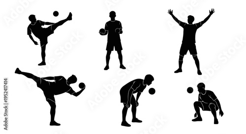 Soccer Player Silhouettes - Action Poses