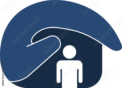 Symbolic vector illustration depicting the essential concept of human protection, guardianship, and comprehensive care, offering security and support within a safe environment for well-being