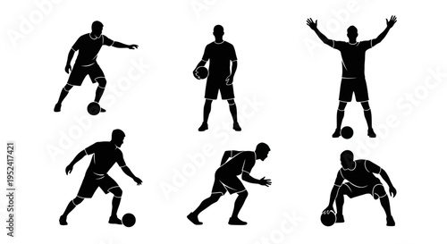 Soccer Player Silhouettes Collection: Action Poses of Athletes in Motion