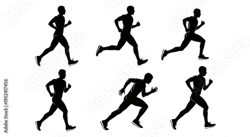 Runner Silhouette Set: Dynamic Running Poses