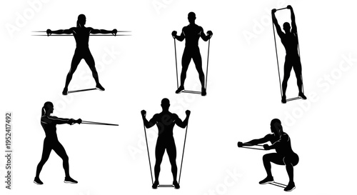 Fitness Silhouette: Diverse Resistance Band Exercises for Full Body Workout
