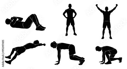 Fitness Silhouette Set: Exercise Poses for Workout and Training