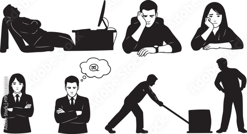 Business people experiencing stress and frustration at work daily