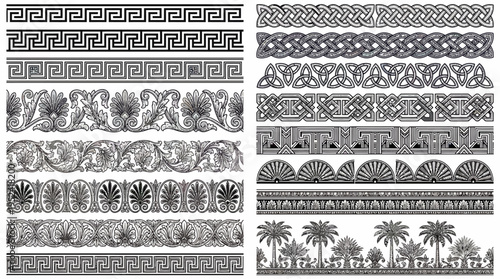Collection of Decorative Borders and Ornate Ornamental Patterns for Design