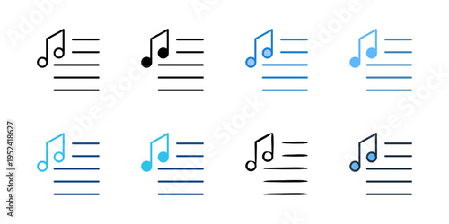 Party playlist icons set multiple style collection. Editable stroke 

