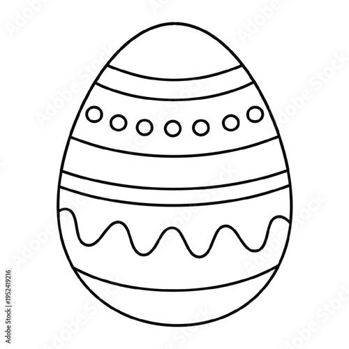 Hand-Drawn Easter Egg Coloring Page for Kids - Simple Patterned Easter Egg Vector Illustration