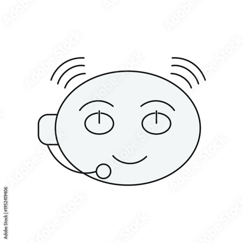 Chatbot assistant symbol. Audio and visual helper business data, customer support service. Vector illustration isolated on white background for design template web and call.