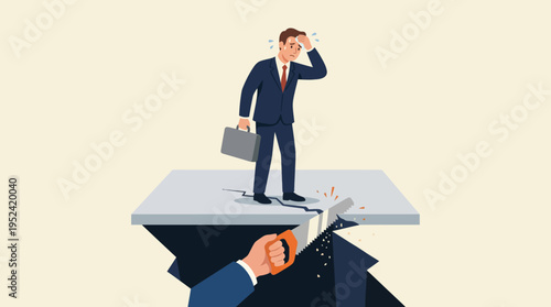 Businessperson facing a critical financial challenge, risk and uncertainty ahead