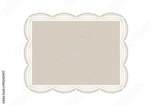 Vector graphic design, lace linear border and frame with copy space for text, logo, monogram, minimal trendy stationery and brand packaging template