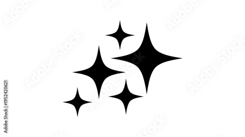 Vibrant black sparkle burst icon representing shine, quality, and magical moments in design elements for various creative projects