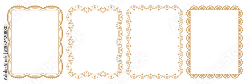 Vector graphic design, lace linear border and frame with copy space for text, logo, monogram, minimal trendy stationery and brand packaging template