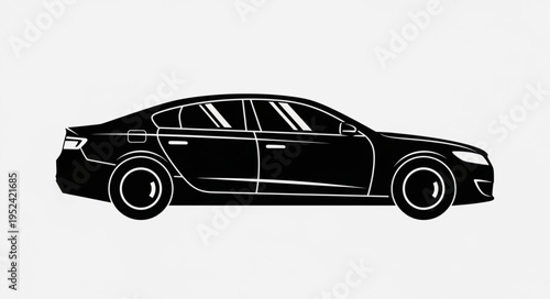 Sleek Black Sedan - A Modern Automotive Silhouette.