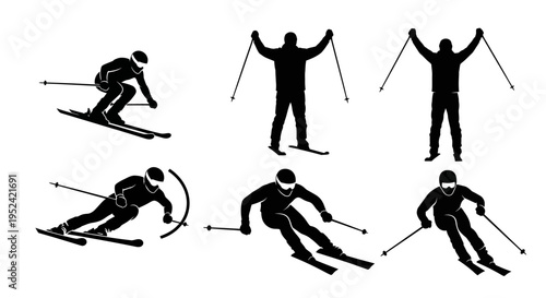 Skiing Silhouettes: Dynamic Poses of Skiers in Action and Standing