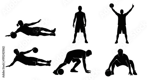 Basketball Player Silhouettes: Dynamic Poses and Actions