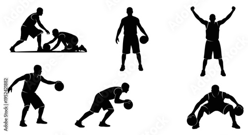 Basketball Player Silhouettes Collection: Action Poses