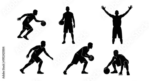 Basketball Player Silhouettes: Dynamic Poses of Athletes in Action