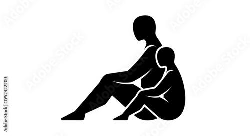 Silhouette of Mother and Child - A Bond of Love and Protection.