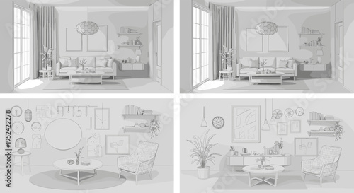 Modern minimalist bathroom interior with freestanding tub and double vanity interior modern