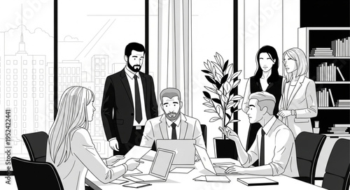 Diverse Team Engaged in a Productive Business Meeting.