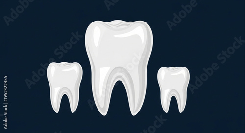 Three White Teeth on a Dark Background.