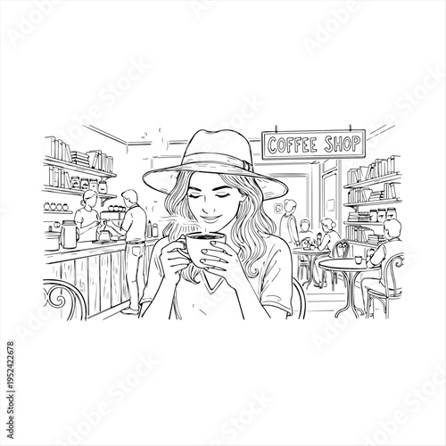 coffeshopcartoon, people, illustration, fun, comics, funny, woman, cartoons, gag, humor, business, boy, comic, vector